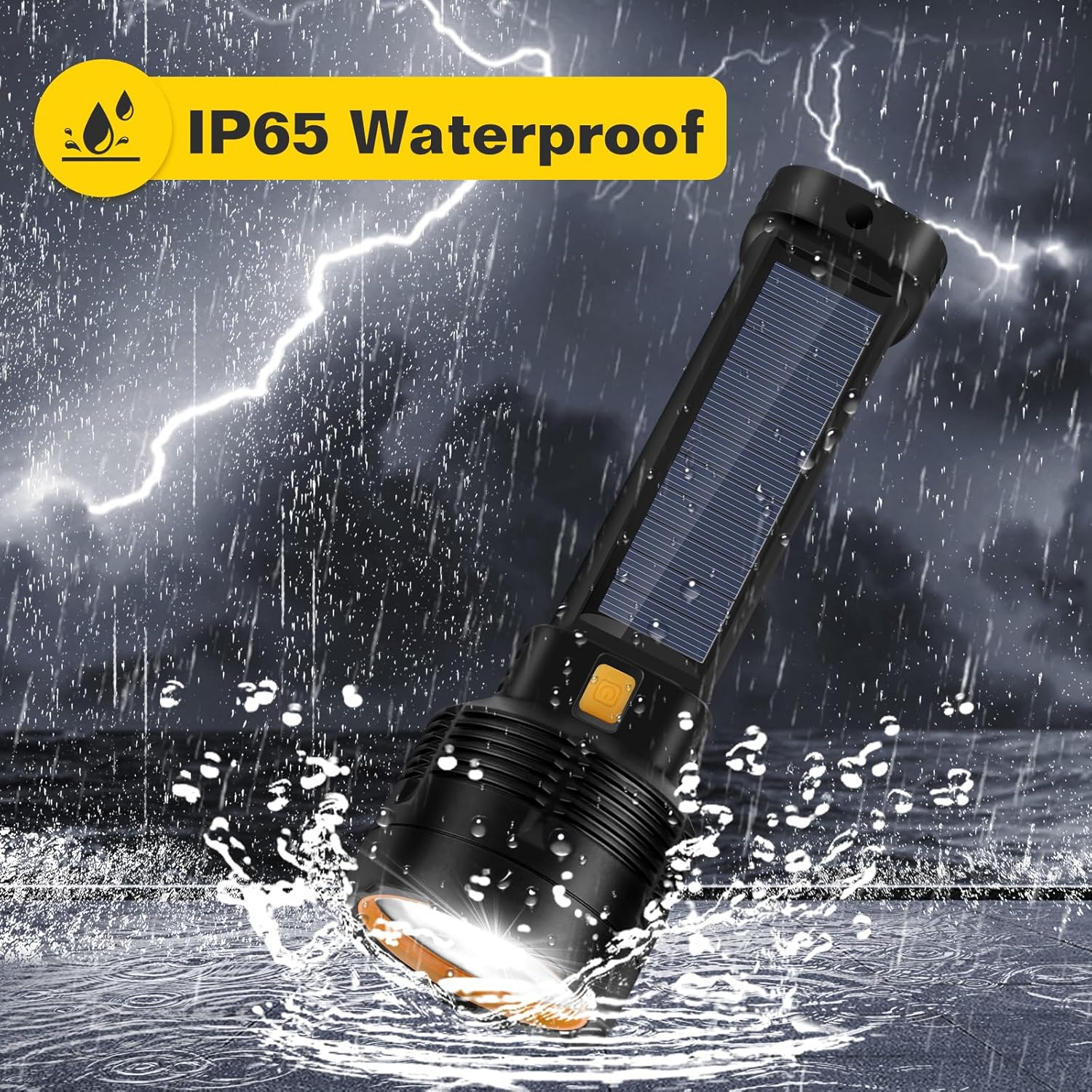 2-Pack 20,000 Lumen Tactical Flashlights - Solar/USB Rechargeable, 4 Modes & Waterproof | Brightest Survival Flashlights for Blackouts & Emergencies