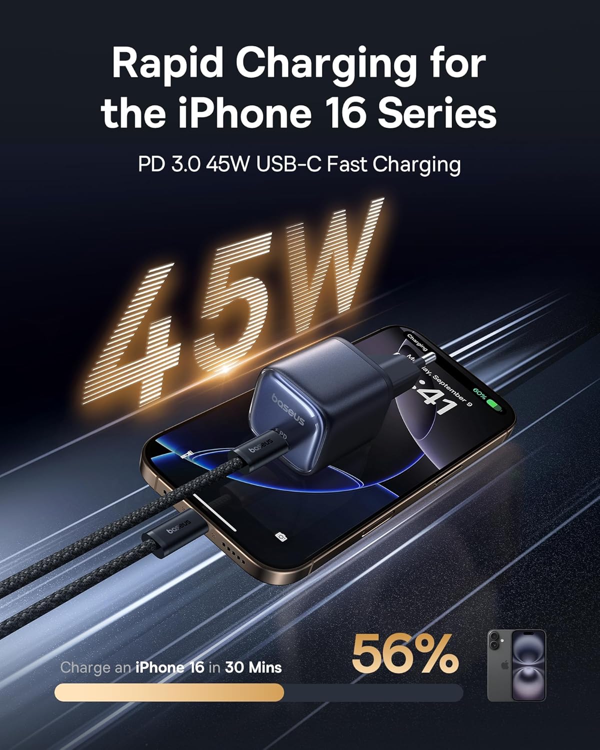 Baseus 45W PicoGo Fast Wall Charger - Compact & Powerful