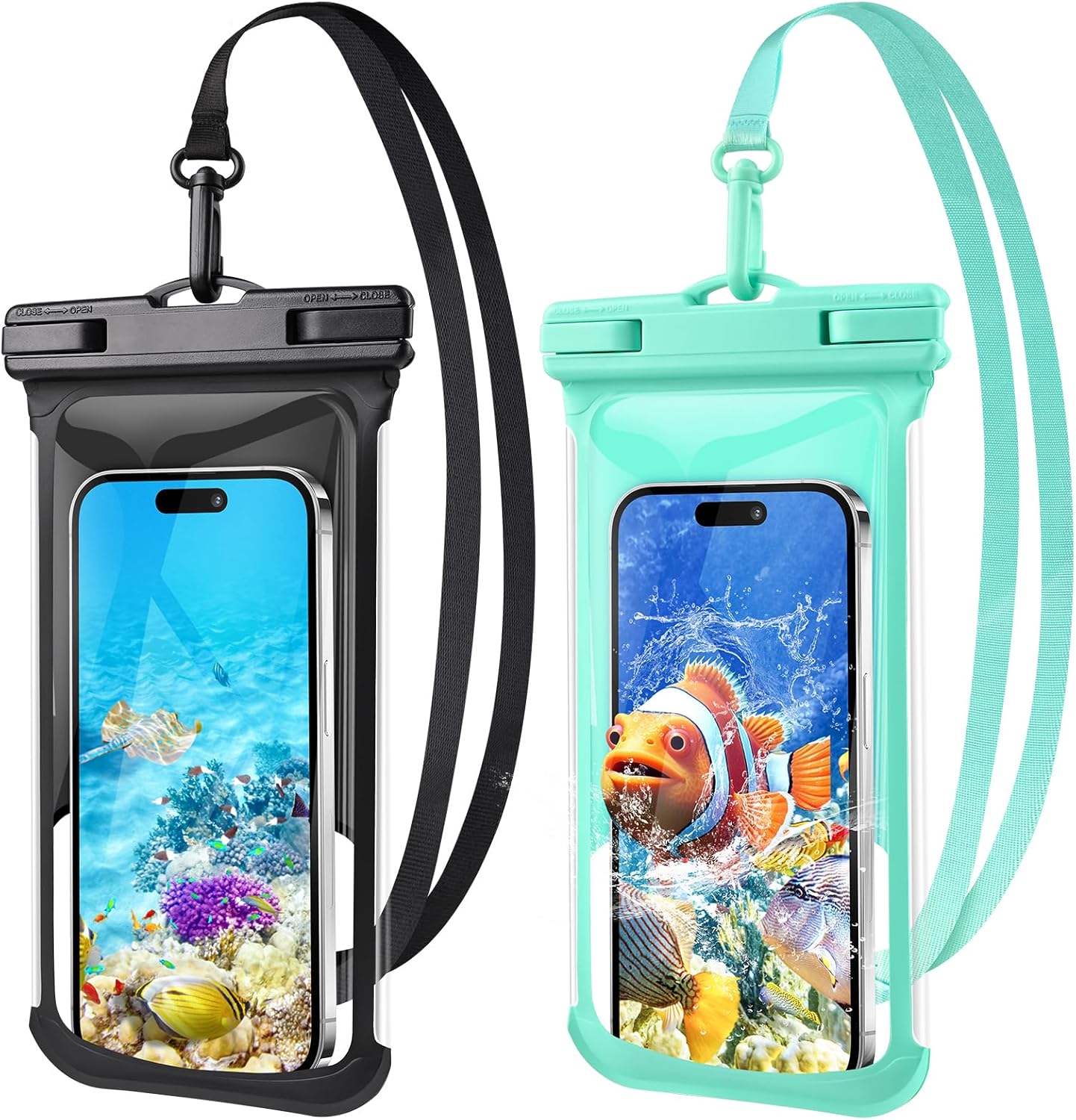 2-Pack 3D Waterproof Phone Pouch – IPX8 for iPhone 16-13, Samsung up to 7.5