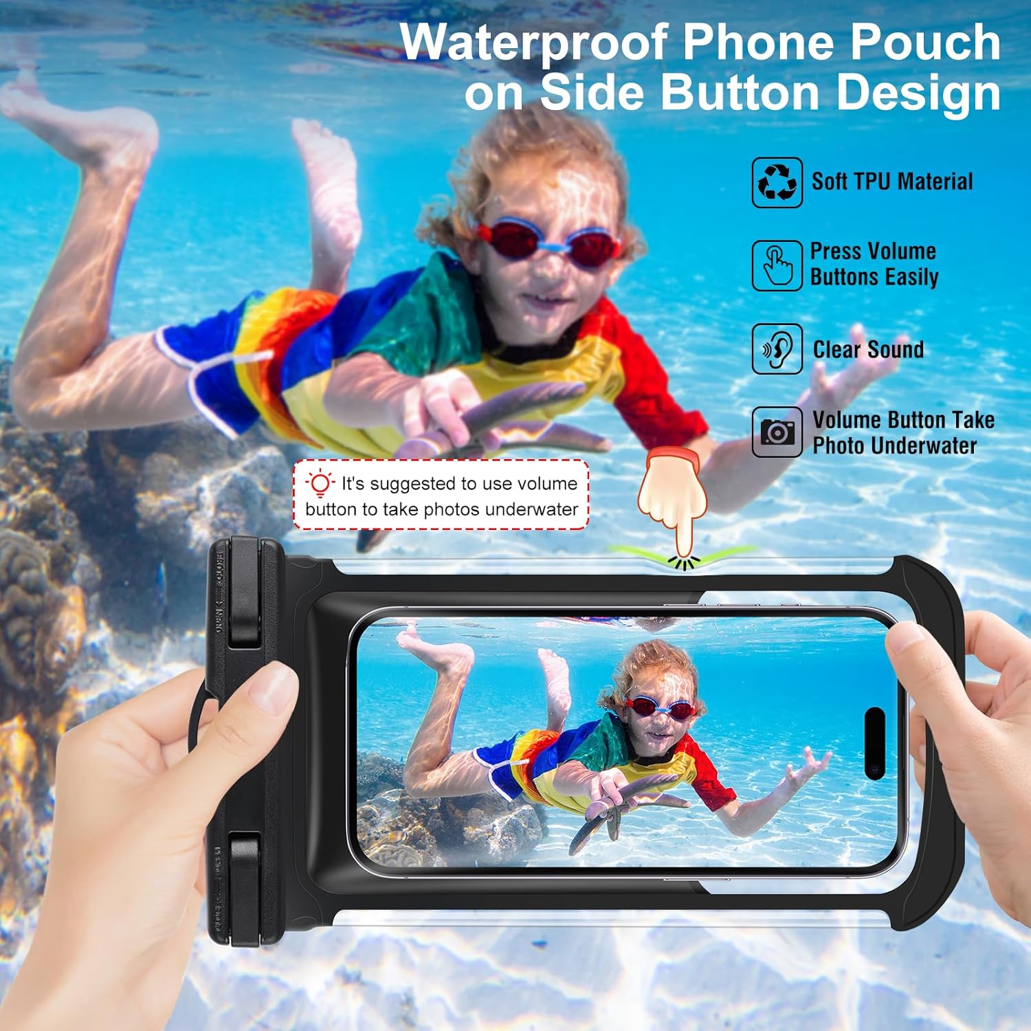 2-Pack 3D Waterproof Phone Pouch – IPX8 for iPhone 16-13, Samsung up to 7.5