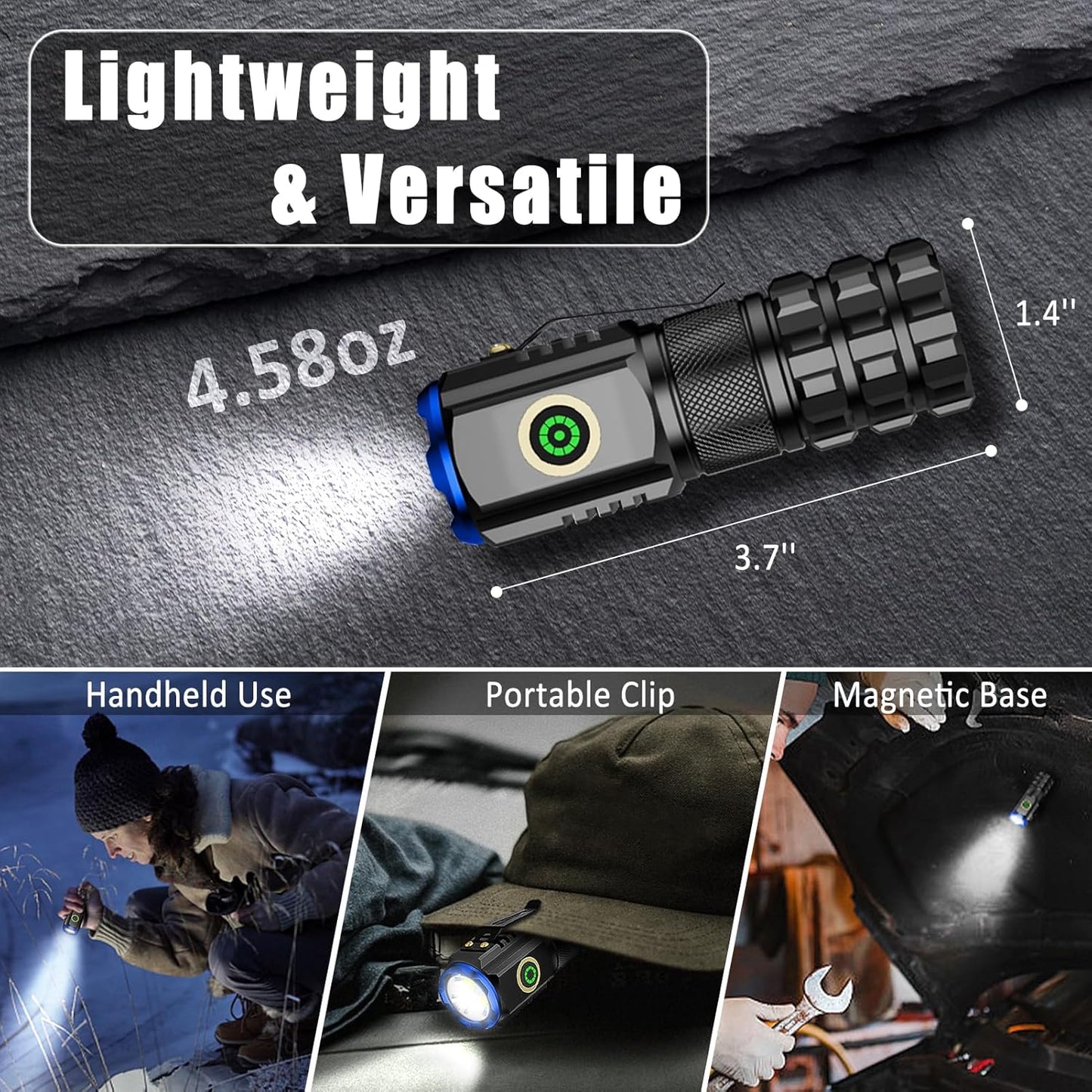 Rechargeable EDC Flashlight - 1300LM, 6 Modes, USB-C, Waterproof