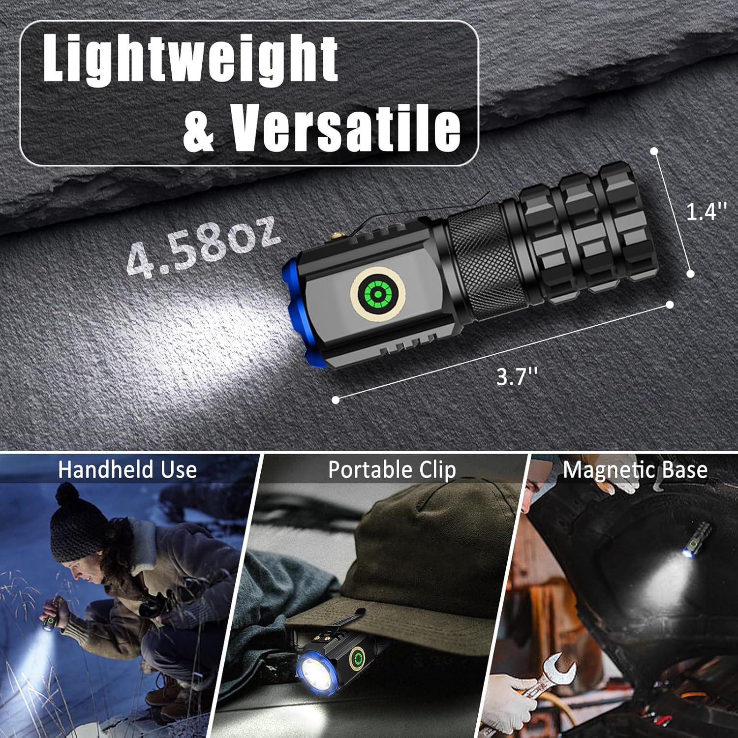 Rechargeable EDC Flashlight - 1300LM, 6 Modes, USB-C, Waterproof