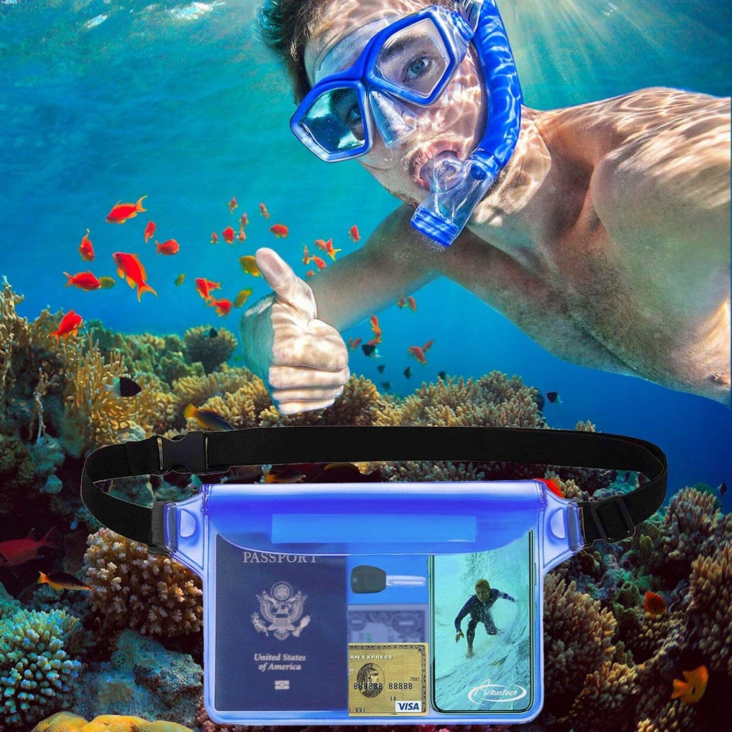 Waterproof Waist Pouch - Phone Dry Bag for Swimming & Beach