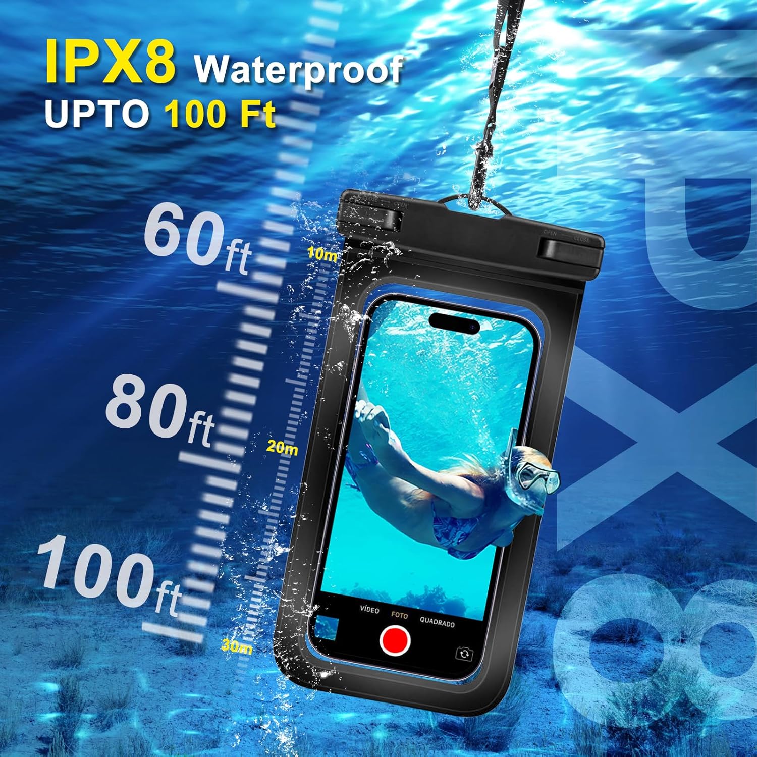 2-Pack IPX8 Waterproof Phone Pouch for iPhone 16-13, Samsung S25/S24