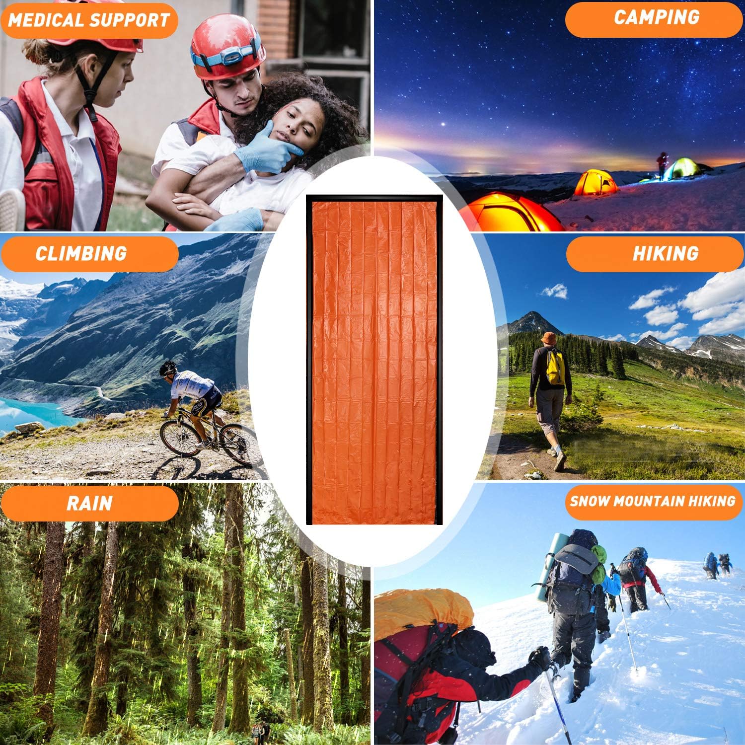 2/4/6/8 Pack Emergency Sleeping Bags Waterproof, Survival, Lightweight