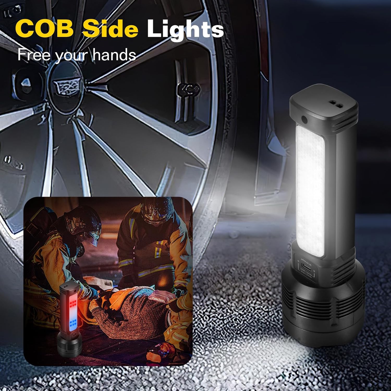2-Pack 20,000 Lumen Tactical Flashlights - Solar/USB Rechargeable, 4 Modes & Waterproof | Brightest Survival Flashlights for Blackouts & Emergencies