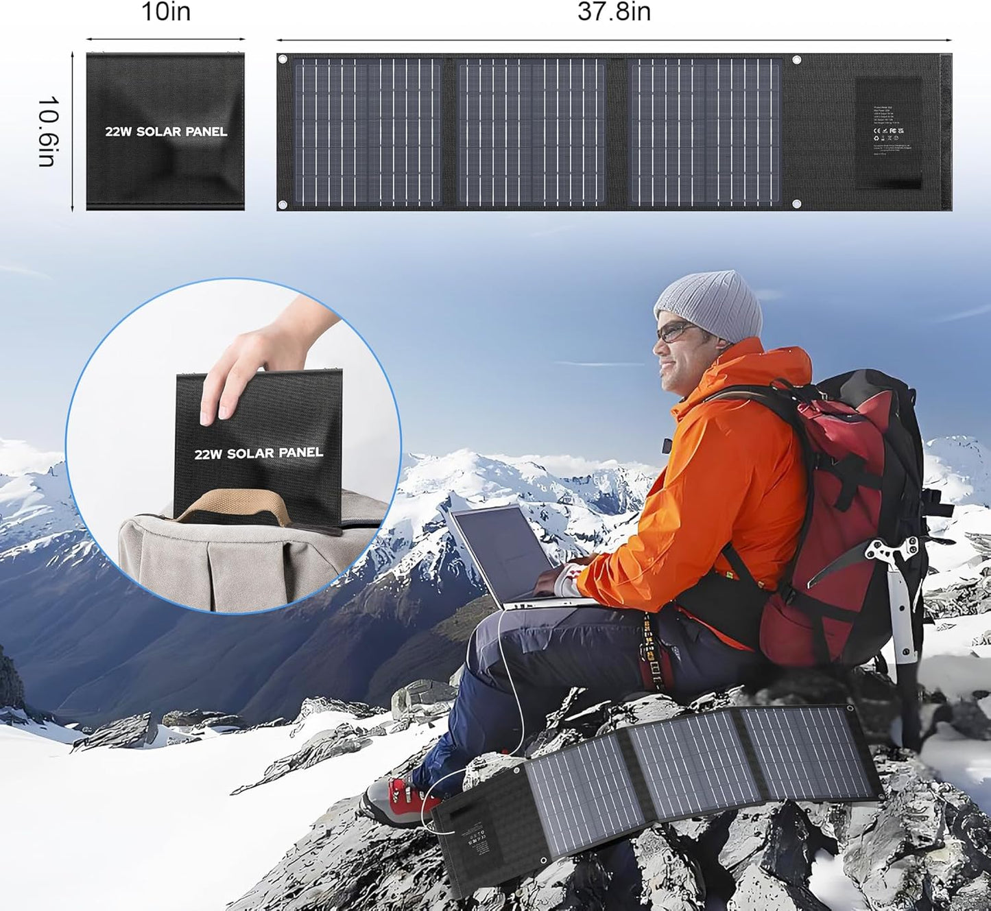 EnginStar Solar Panel 22W-100W | Solar Charger for Power Station