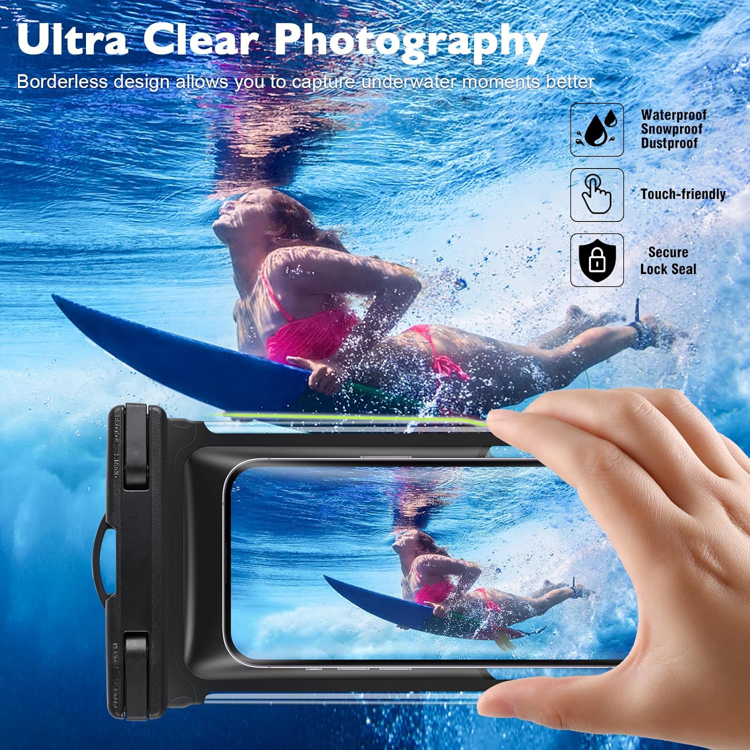 2-Pack 3D Waterproof Phone Pouch – IPX8 for iPhone 16-13, Samsung up to 7.5