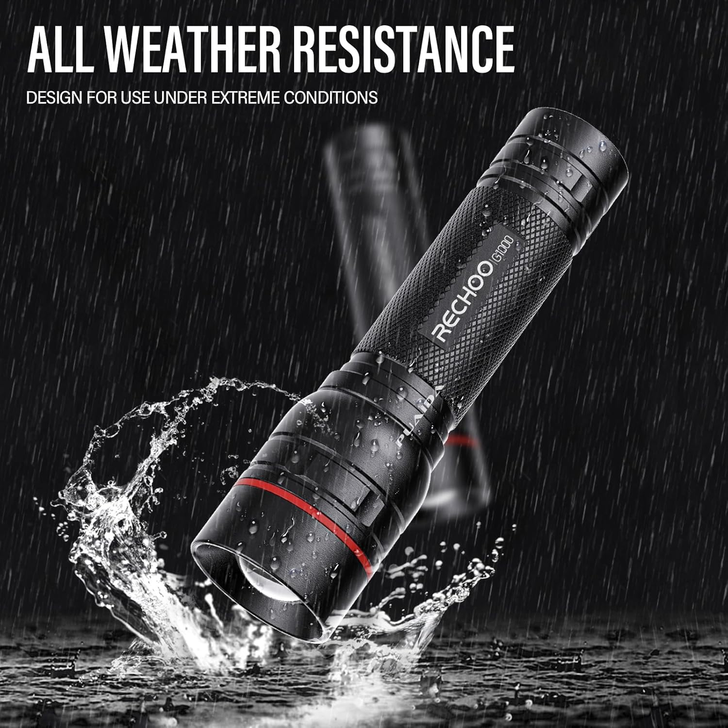 G1000 Tactical Flashlight – 1000LM Zoomable, USB-C Rechargeable, IP65 Waterproof! 3 Modes for Camping, Emergencies & EDC (Fits in Pocket!)(Battery Included)