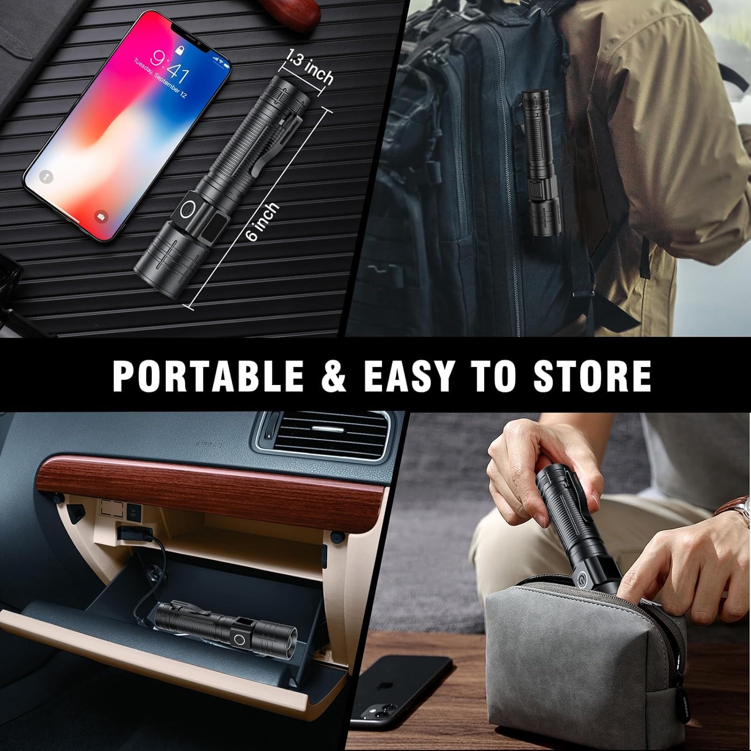 1000 Lumen Tactical Flashlight - USB-C Rechargeable, 6 Modes & 500m Beam | Zoomable, Waterproof & Turbo Mode for Emergencies
