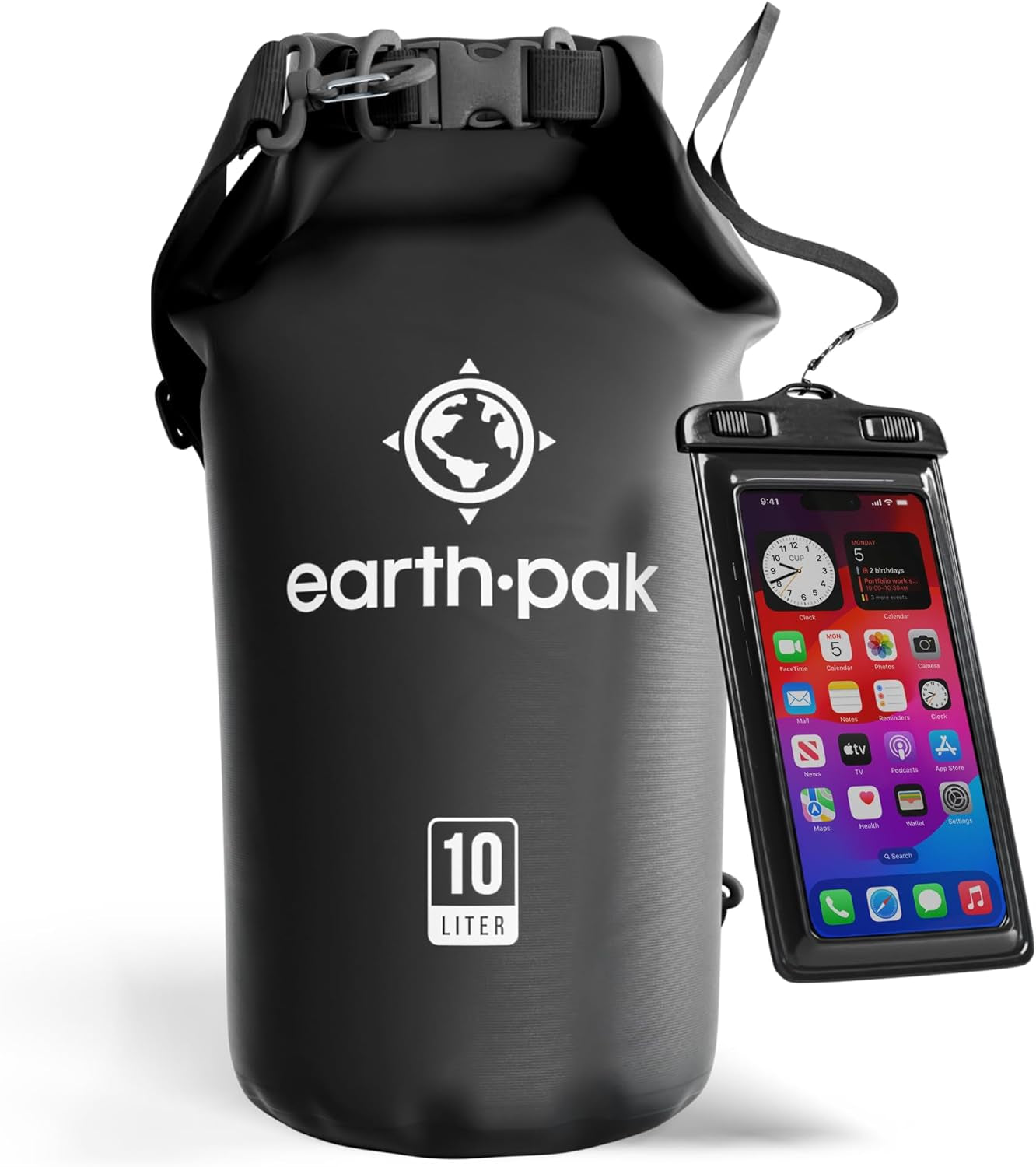 Earth Pak Waterproof Dry Bag – 5L-10L Roll-Top Backpack for Kayaking