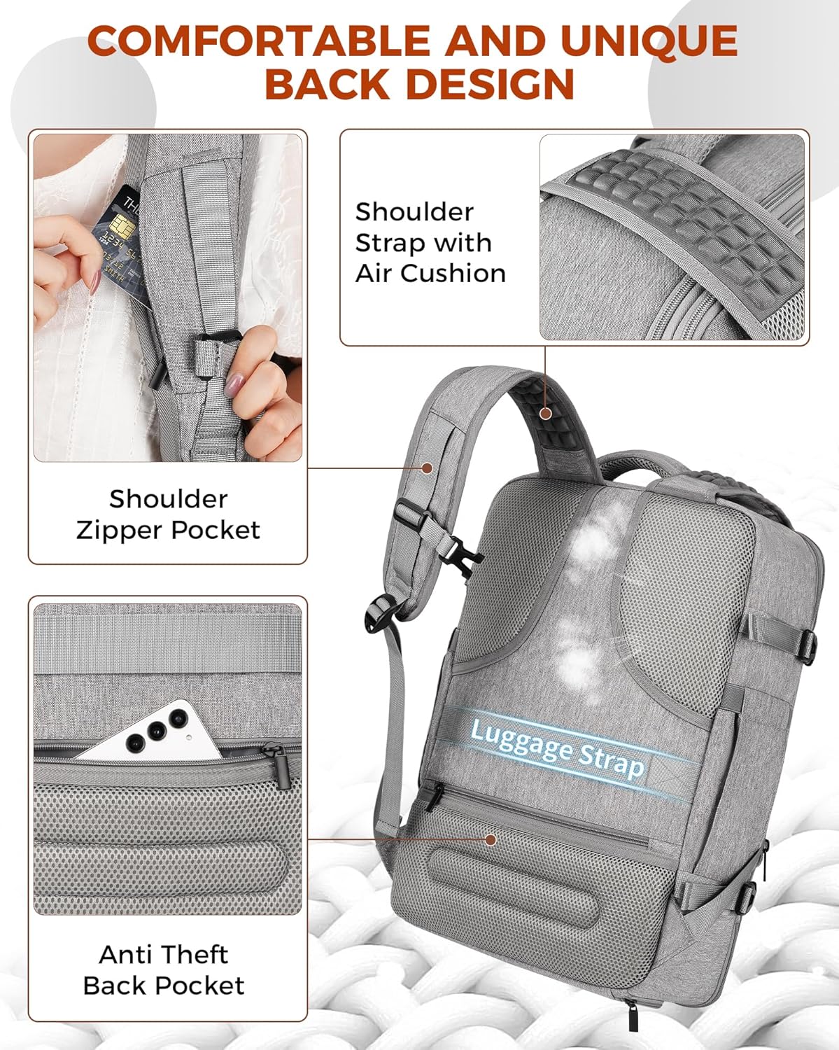 40L Expandable Carry-On Backpack w/ 3 Packing Cubes - Flight Approved, Anti-Theft