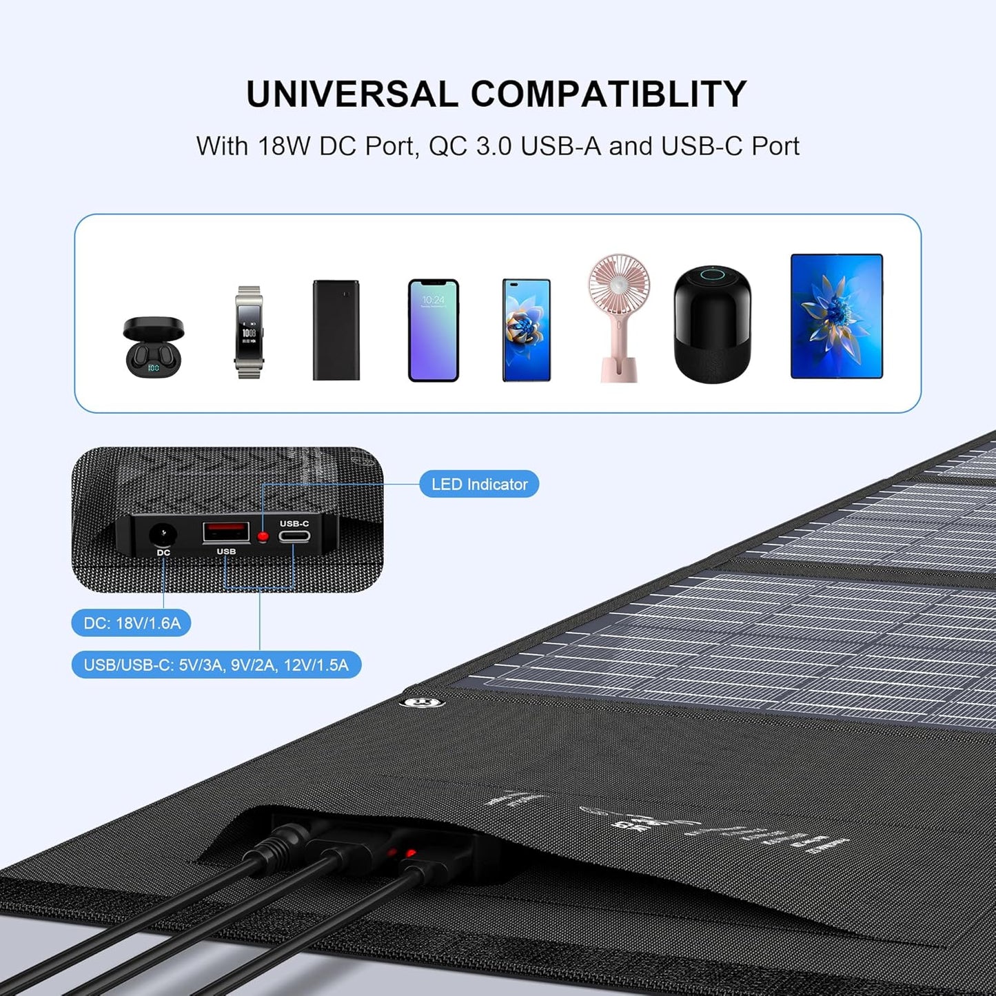 EnginStar Solar Panel 22W-100W | Solar Charger for Power Station