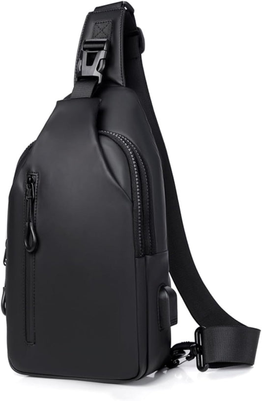 Waterproof Sling Bag w/ USB Port - Anti-Theft Crossbody Pack