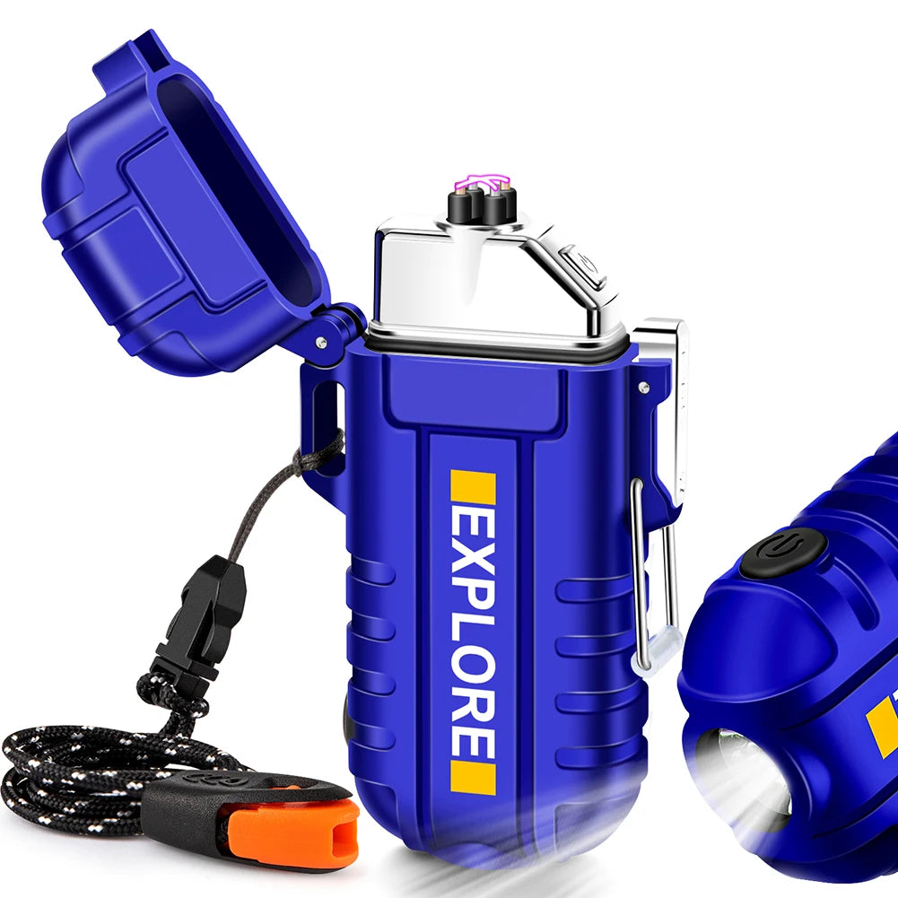 Stormproof Arc Lighter 2-in-1 – USB-C Rechargeable, Windproof & Waterproof for Camping Survival! ⚡🌧️" *(Ships from USA – 5-7 Day Delivery)