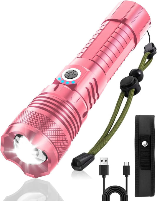 Color Tactical Flashlight - Rechargeable, Zoomable, 5 Modes, USA Stock