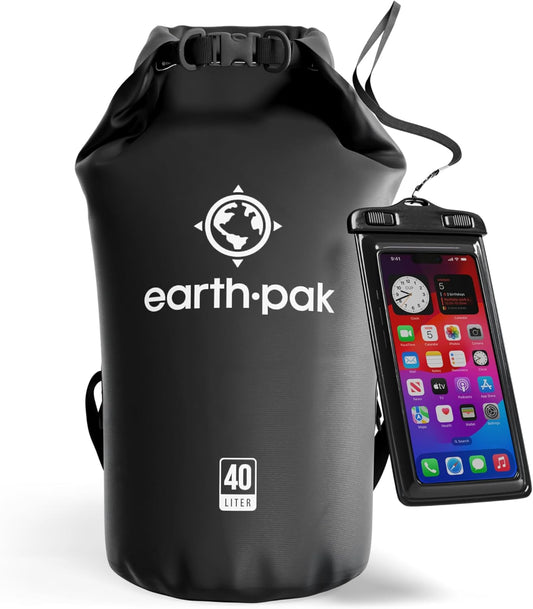 Earth Pak Waterproof Dry Bag – 40L-55L Roll-Top Backpack for Kayaking