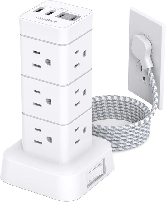 Power Strip Tower with 12 Outlets & 4 USB Ports | Surge Protector