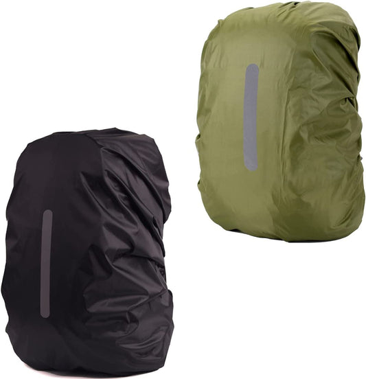 2 Pack M Waterproof Backpack Covers 25-40L, Reflective Rain Protection